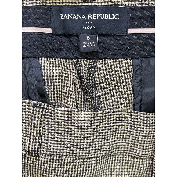 Banana Republic Sloan Machine-Washable Ankle Pants Brown Micro Check Size 8 NWT - Picture 3 of 12